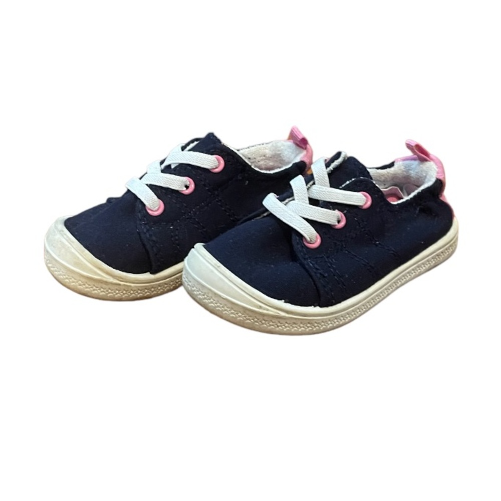 Wonder Nation Navy Blue Baby Girl Casual Bump Toe Sneakers